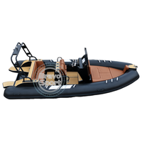 Bateau pneumatique semi-rigide de luxe en aluminium noir de 5,8 m (19 pieds) en PVC Hypalon, modèle 580, le plus vendu