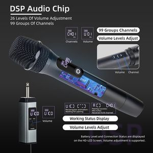 Micrófono Inalámbrico Profesional de 2 Canales para Karaoke, Sistema DSP Portátil con Cancelación de Eco y BT para Cantar - Product Image 6
