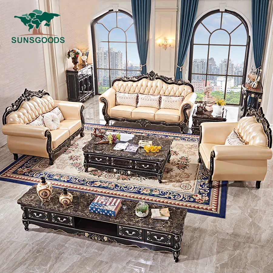 Hoge Kwaliteit Woonkamer Sofa Set Modern Voor Europese Meubels Echt Leer Meerdere Kleuren Design Sofa Set