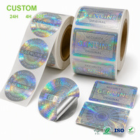 Étiquette de sécurité holographique personnalisée, authentique, anti-contrefaçon, autocollant laser argenté en rouleau, inviolable, vente en gros