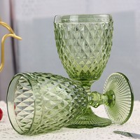 Vente en gros gobelet de fête de mariage à boire verrerie vintage gobelet d'eau en verre bleu de 300ml