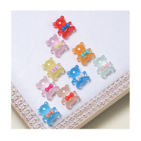 Accessoires en résine transparente en forme d'ours de dessin animé à dos plat pour scrapbooking et décoration de coques de téléphone portable