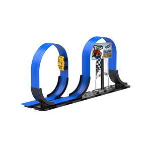 <span class=keywords><strong>Pista</strong></span> da corsa flessibile 5m giocattolo con rampe per salti, doppio binario portatile per auto 1/64, età 3 +, blu - Product Image 5