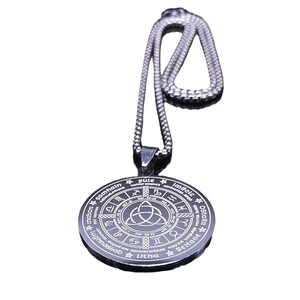 Collares de Joyería de Moda con Colgantes Redondos de Acero Inoxidable para Hombre, con Diseños Religiosos, de Astrología, Brujería y Adivinación Irlandesa - Product Image 5