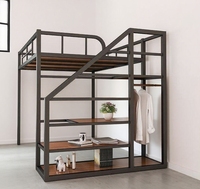 Lit superposé en métal robuste de 1,2 mm d'épaisseur pour adultes, sans grincement, gain de place, en acier, avec bureau et escalier