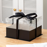 Nouveauté boîtes à gâteaux transparentes carrées blanc petit bord de papier 800