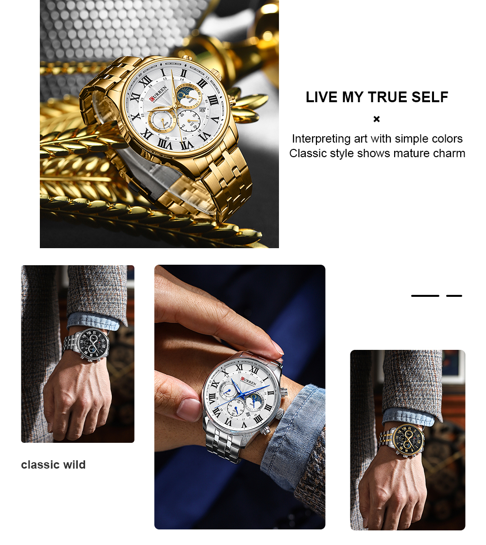 CURREN 8427 Watch for Men Hot Selling 3ATM Waterproof Men's Watches Fashion Luminous Hands with Calendar Men's Sports Watches