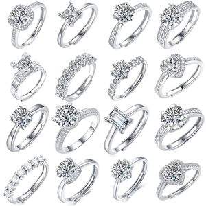 Anello di Fidanzamento in Argento Puro con Moissanite a Sei Punte, Fede Nuziale, Gioielli Raffinati per Donne - Product Image 4