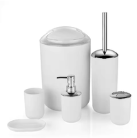 Ensemble de salle de bain classique écologique imperméable noir chaud de 6 pièces avec emballage en boîte cadeau, accessoires de maison en plastique