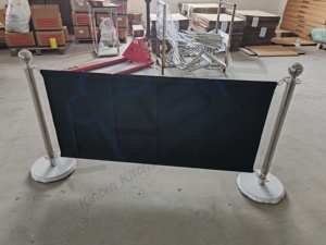 Black Canvas Barrier Posts Safety Crowd <b>Control</b> Belts Stainless Steel Queue Pole for Crowd for Hotels - Product Image 4