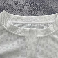 T-shirt gaufré pour homme TS4153, doux, respirant, thermique, manches longues, 100% coton, col en V, tricoté gaufré