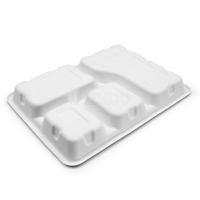 Barquettes alimentaires compostables Oasis Custom à 4 compartiments, sans PFAS, en bagasse de canne à sucre, avec couvercle, multi-usages