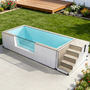 Grande piscine hors sol en bois avec fenêtre panoramique, pour la famille, dans la cour, en fibre de verre, petit spa, piscine de plongeon, conteneur de piscine. - Product Image 5