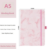 Agenda de Papel Blanco A5 de Alta Calidad, Cuaderno de Mármol con Cierre Elástico, Tapa Dura, Planificador Espiral, Regalos Escolares, 80 Hojas