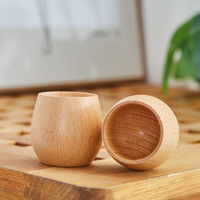 Tasse à saké ronde en bois, taille personnalisée, bois de hêtre naturel, couleur originale, tasse à thé ou à café de bureau