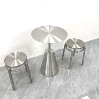 Table de bistrot industrielle en acier inoxydable, mobilier de restaurant pour l'extérieur, salon et hôtels - Prêt à être expédié
