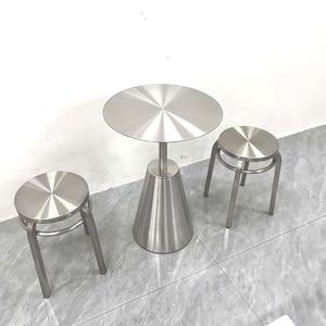 أثاث مطعم طاولة بيسترو صناعي من الفولاذ المقاوم للصدأ لغرفة المعيشة في الهواء الطلق والفنادق-جاهز للشحن - Product Image 2