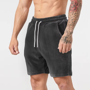 WB044S Pantalones Casuales de Verano para Hombre, de Alta Calidad, Lavado Ácido, 100% Algodón, Cintura Alta, Cierre con Cordón, Antiarrugas, 5 Pulgadas de Entrepierna - Product Image 1