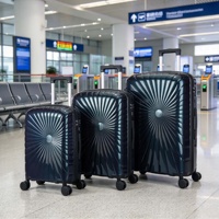 Nouvelle conception, ensemble de bagages unisexe 20/24/28 pouces, 3 pièces, coque rigide en PP, double fermeture éclair, valise de voyage avec roulettes pivotantes