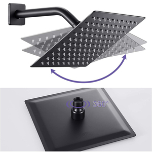 Sistema <span class=keywords><strong>Doccia</strong></span> a Pioggia Nero da Parete, Set <span class=keywords><strong>Doccia</strong></span> Monofunzione, Include Valvola di Ingresso Acqua - Product Image 4