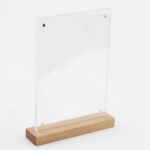 Acrylic gỗ khung ảnh từ với sồi cơ sở phong cách máy tính để bàn <span class=keywords><strong>Rack</strong></span> hiển thị - Product Image 4