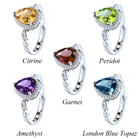 Bague en argent sterling 925 plaqué rhodium, taille poire, avec diverses pierres précieuses naturelles, vente en gros d'usine, pour femme, cadeau, tenue de soirée