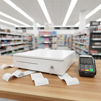Compteur automatique de billets (4 compartiments) et de pièces (3 compartiments) en ABS – Boîte à billets à quatre compartiments pour caisse enregistreuse, machine de facturation, terminal de paiement (POS)