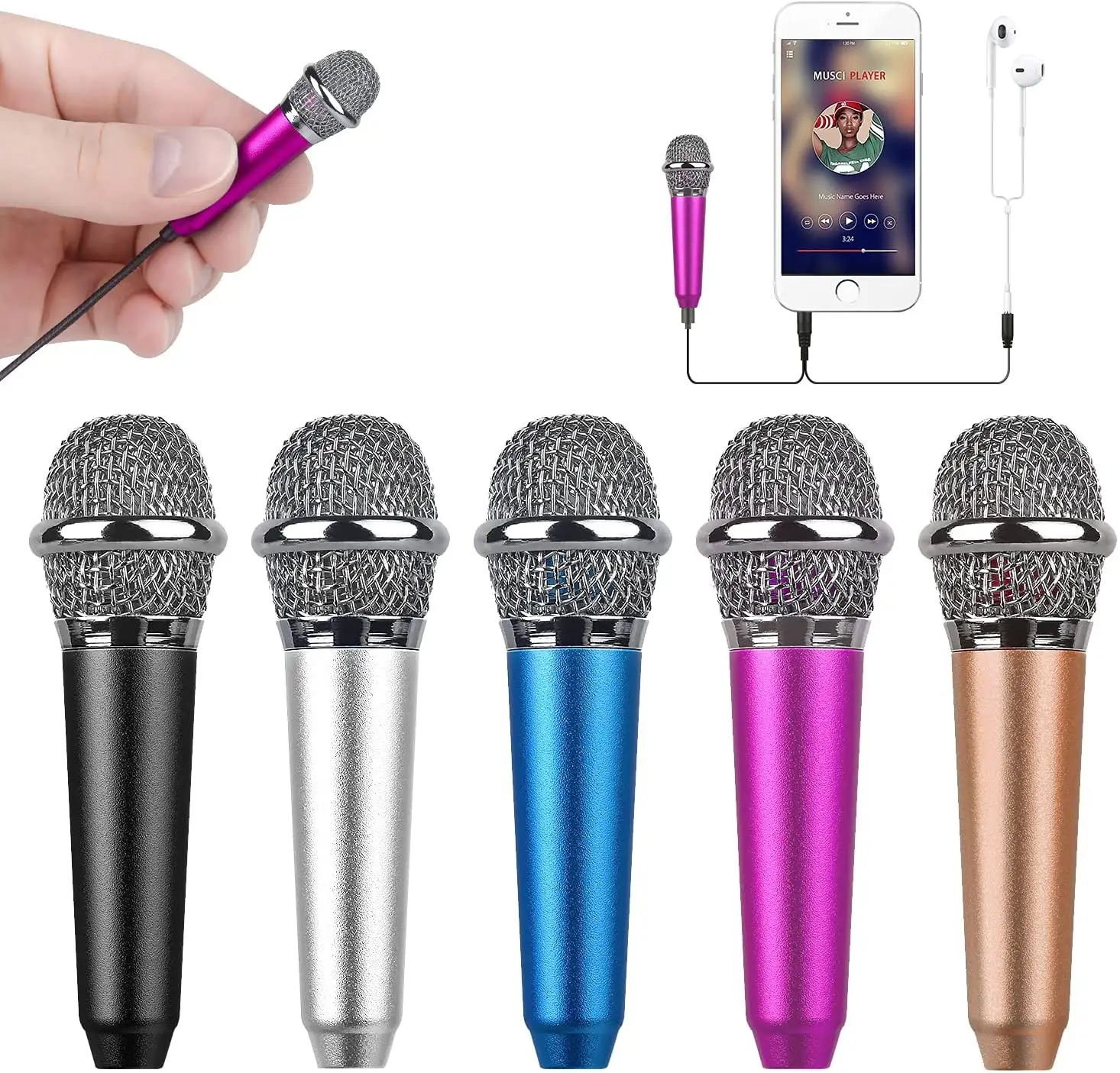 Мини Портативный вокальный/музыкальный инструмент микрофон для мобильного телефона ноутбука Apple iPhone Samsung Android с кронштейн зажим