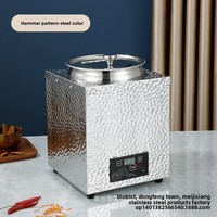 Yolecen Commercial Buffet Isolation Électrique Chauffe-Soupe Premium En Acier Inoxydable Martelé Texture Chaud Soupe Pot pour La Maison