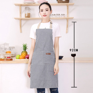 High Quality Buckle Adjustable Custom Polyester Cotton <b>Kitchen</b> <b>Apron</b> Baking <b>Apron</b> Stripe <b>Aprons</b> With 2 Pockets - Product Image 5