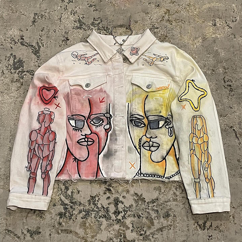 Custom Spray Paint Denim Jackets High Street Fashion