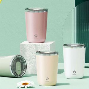 แก้วอัตโนมัติขนาด 350 มล. แก้วสแตนเลสแบบหมุนได้ด้วยไฟฟ้า แก้วผสมกาแฟนม แก้วกวนแม่เหล็ก - Product Image 1
