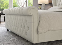 Offre Spéciale : Lit Double Moderne Européen Confortable pour Maison et Hôtel, avec Rangement, Cadre en Bois et Revêtement en Tissu