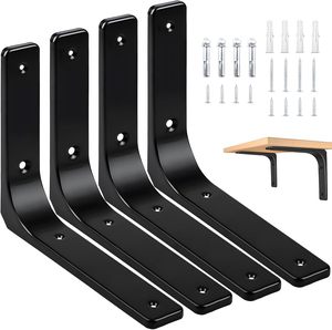 Soporte de Esquina en Forma de L de Acero al Carbono Resistente, Montado en la Pared, Negro, Soporte <span class=keywords><strong>Triangular</strong></span> de 90 Grados para Estantes, Recubierto de Polvo, 2 mm de Grosor - Product Image 1