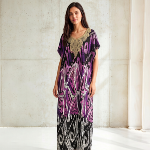 Bata de algodón personalizada de talla grande para mujer, holgada, con encaje, lentejuelas, borlas, turbante, vestido africano Dashiki con pañuelo - Product Image 1