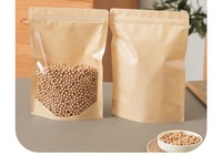Sachet Doypack Kraft Transparent avec Fermeture Éclair pour Aliments pour Animaux, Riz, Noix, Farine - Sac en Papier Qualité Alimentaire avec Fenêtre Personnalisable
