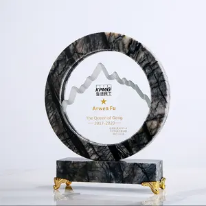 Marmor Runde Akzeptieren Sie jedes Design Crystal Trophy Business Geschenke Crystal Block 3d Crystal Trophy Glass Awards