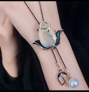 שרשרת אופנה חמה שרשרת פרפר נשים שרשרת ארוכה של אבני חן - Product Image 3