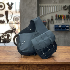 Sac de selle en cuir véritable sculpté à la main pour utilisation équestre, moto ou western, avec accessoires en acier inoxydable personnalisés - Product Image 2