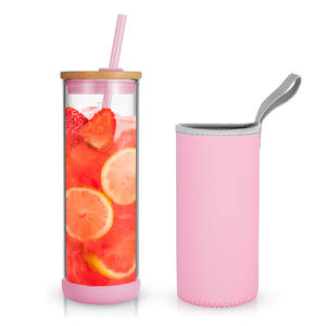 Vente en gros Tasse à thé en verre borosilicaté transparent Tasse de voyage isolée Gobelet en verre Smoothie avec pailles - Product Image 6