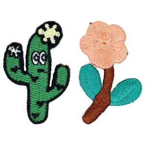 Nuevo Diseño de Parches Bordados a Mano con Flores, <span class=keywords><strong>Cactus</strong></span> y Arcoíris para Ropa, Sombreros y Telas, con Adhesivo Termoadhesivo - Product Image 2