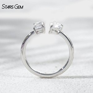 แหวนหมั้นปรับขนาดได้ StarsGem ทองคำแท้ 10K ชุบโรเดียม ประดับเพชรแล็บโกรว์ 1.0 กะรัต รูปทรงหยดน้ำสีเขียวมรกต E VS - Product Image 4