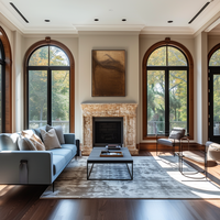 Ventana Arqueada Europea Beigeman para Casa o Villa de Estilo Americano, Ventana Abatible Redonda de Aluminio con Aislamiento Térmico, Ventanas de Doble Vidrio