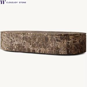 Luxueuze ronde salontafel/podest/voetstuk/middentafel van natuurlijk travertijnmarmer in moderne stijl voor woonkamermeubilair - Product Image 1