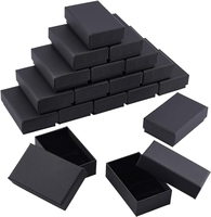 Caja de Joyería Cuadrada Negra Mate de Lujo Shaher, con Logotipo Personalizado, Base y Tapa de Cartón Rígido, Modelo 100265 para Collar y Anillo