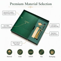 Ensemble Cadeau Exécutif en Cuir PU Texturé Robuste avec Clé USB et Carnet à Rayures Diagonales pour Affaires