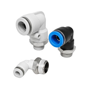 Flujo de Aire Eficiente 90 °   Conector Neumático Rápido Tipo Codo Macho para Válvulas -001 - Product Image 2