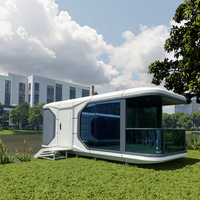 Maison Capsule Mobile Démontable en Acier Préfabriqué, Design Luxueux et Moderne, Portable, pour Usage Hôtelier Rapide