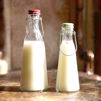 Botella de Vidrio Transparente de 1000 ml con Tapa de Cierre Hermético, Botella de Vidrio para Jugo o Vino de 32 oz, Botella de Agua de Vidrio de 600 ml para Uso Alimentario