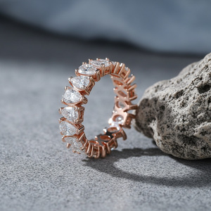 Bague d'éternité en moissanite pavée en forme de poire, en argent S925, empilable, pour cadeau d'anniversaire de mariage - Product Image 3